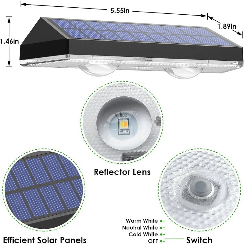 Newly Upgraded Solar Fence Light - 8 Sets. Solar Outdoor Lights. Multiple Modes. External Lights, Suitable for Terrace Fences, Stair Handrails, Swimming Pools, Walls, and Home Holiday Decorations.