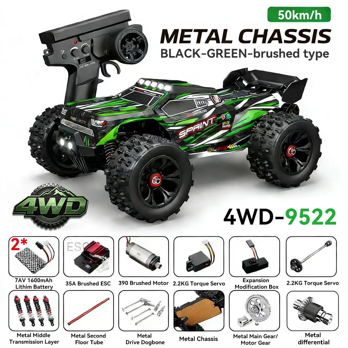 Boys 1/16 Scale High-Speed Racing Car 9522 Remote Control Toy with 50KM/H to 85KM/H Speed for Ages 12+ Years VS SG116MAX
